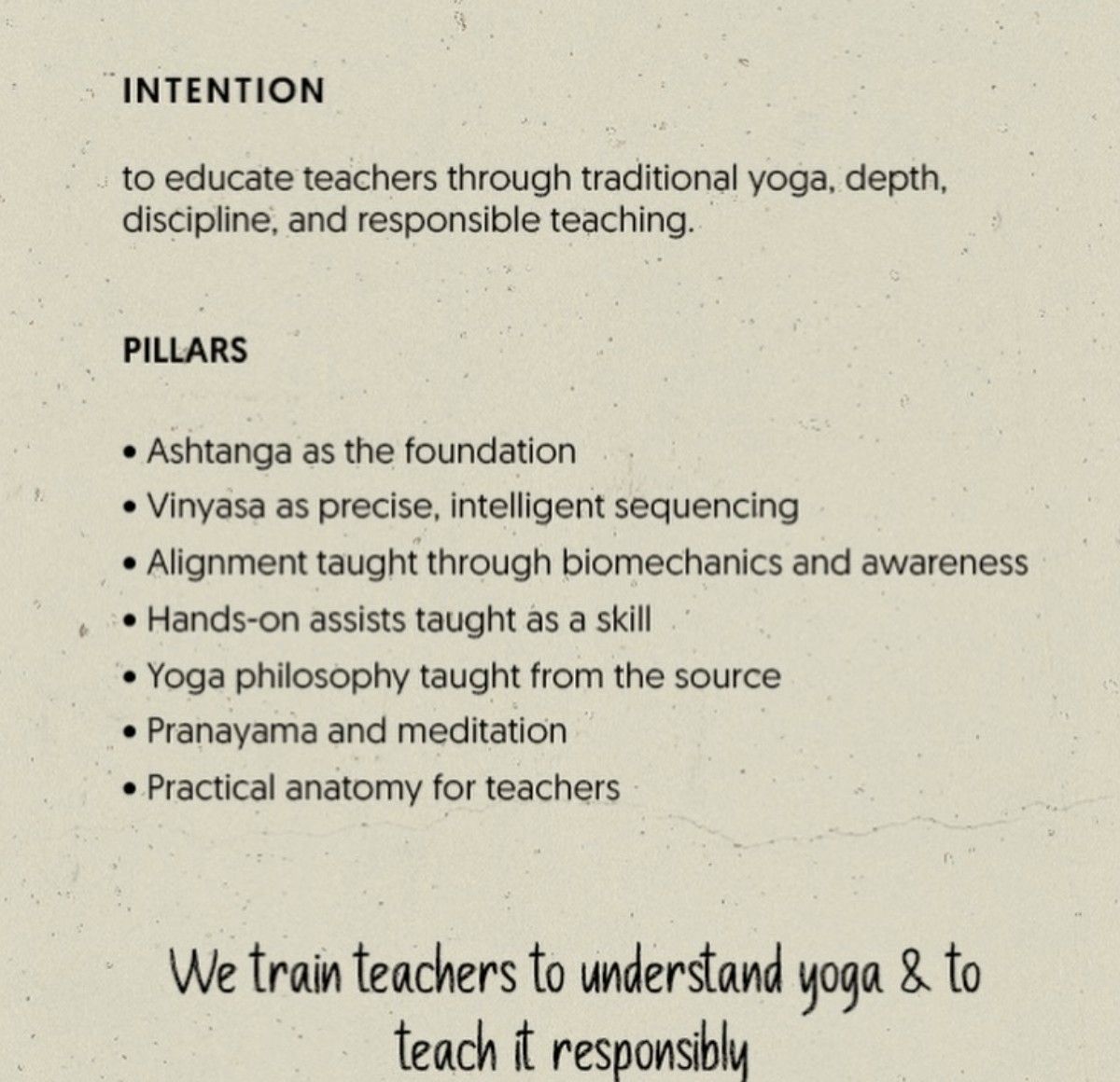 Intention and pillars of the school