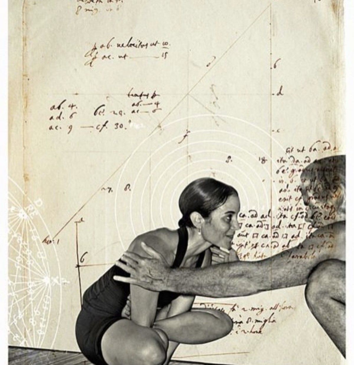 Collage of a hands-on assist over a historic manuscript